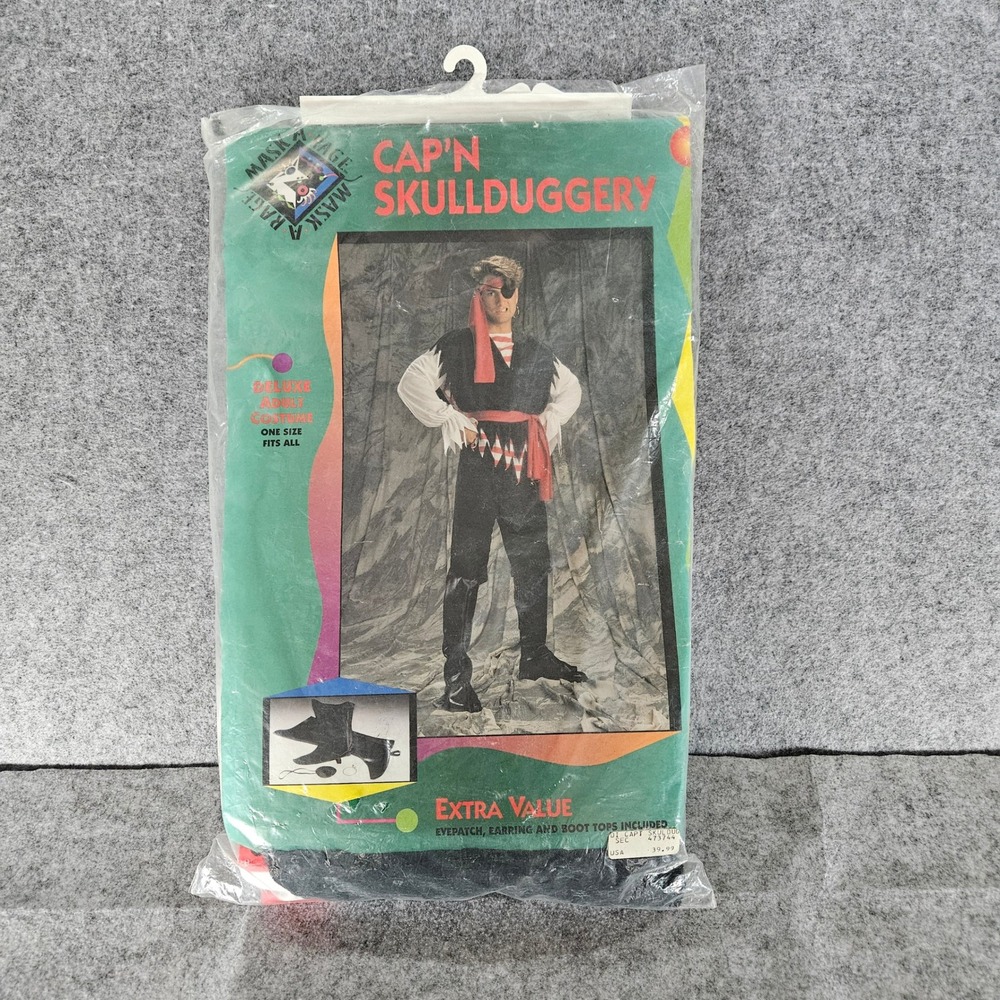 Vintage 1995 Disguise Inc Cap'n Skullduggery Pirate Costume Adult One Size